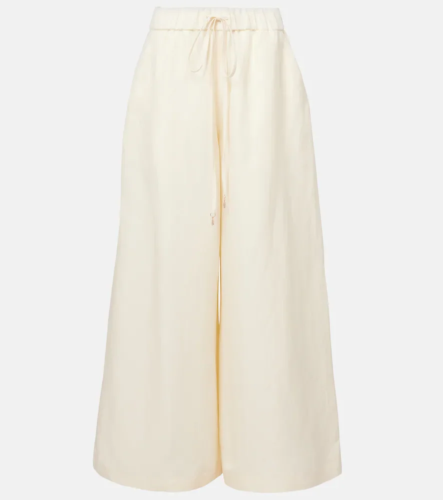 Pantalones anchos Gelos de lino y seda