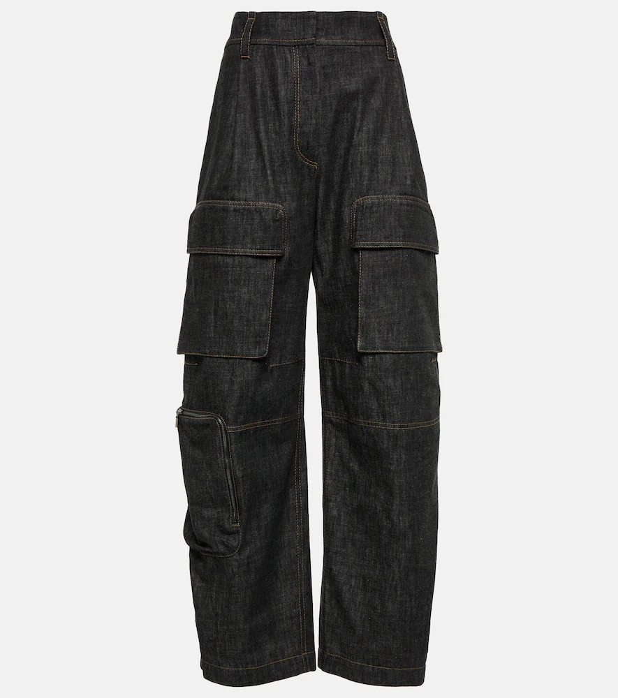 Pantalones cargo denim de tiro alto