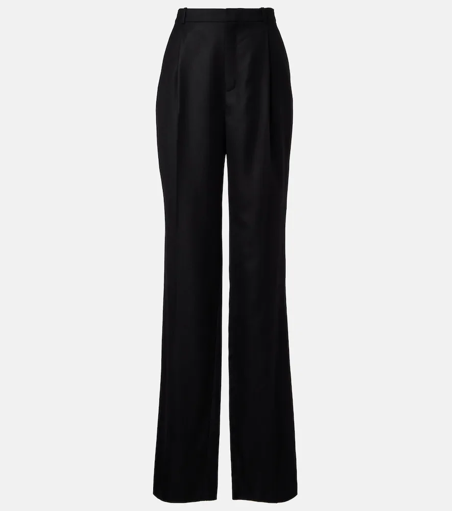 Pantalones rectos de cachemir de tiro alto