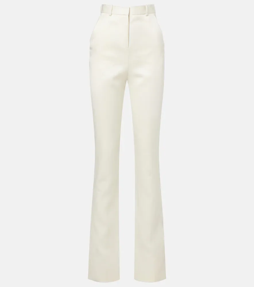 Pantalones slim Lucia de lana y seda de tiro alto