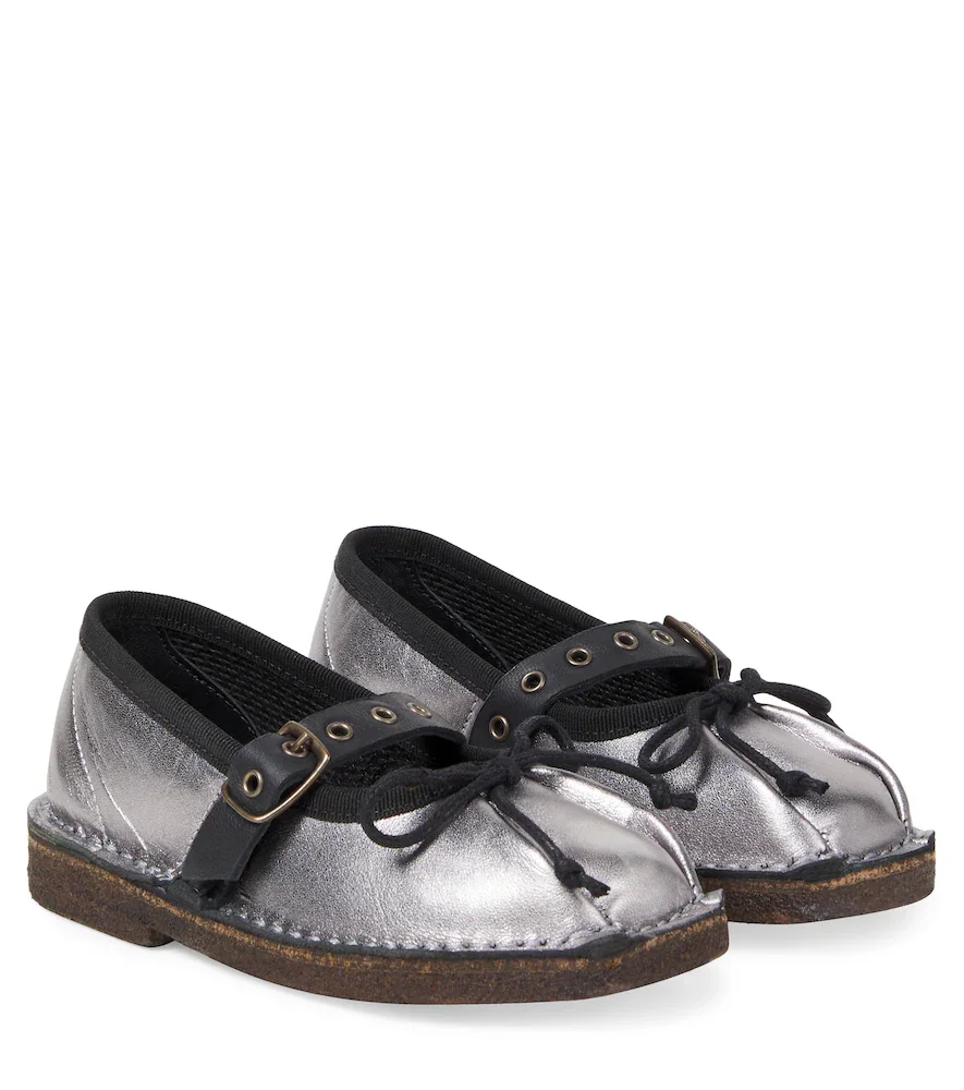 PÃPÃ Metallic leather Mary Jane flats