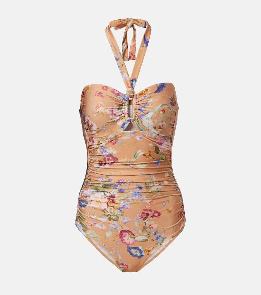 Patience floral halterneck swimsuit