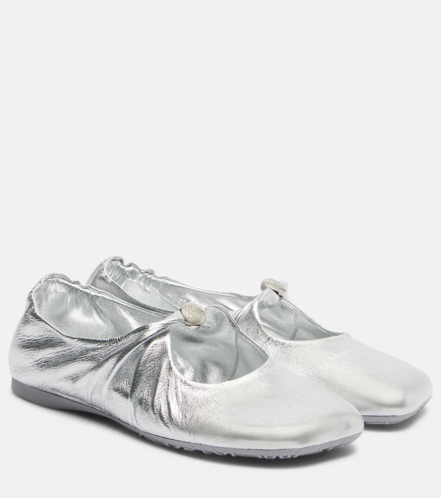 Pebble Soft metallic leather Mary Jane flats