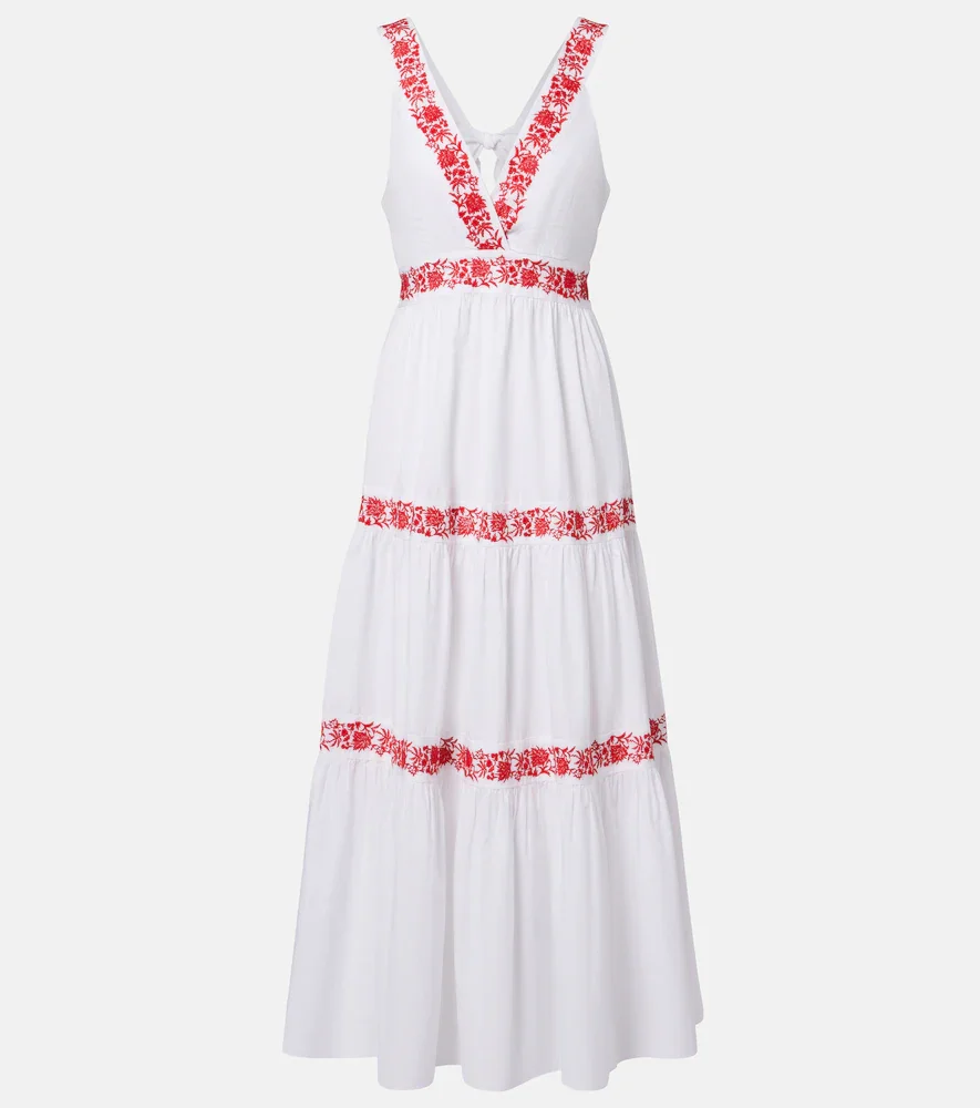 Petalia embroidered cotton maxi dress