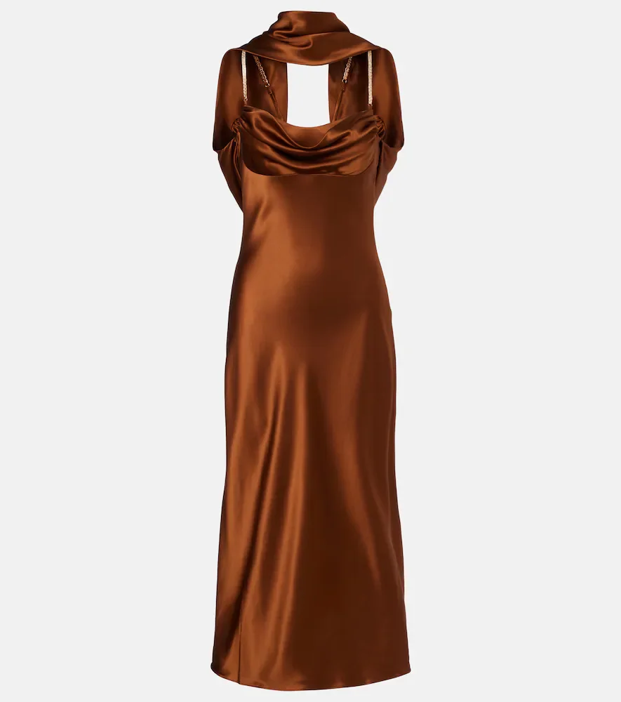 Phoenix draped silk satin cocktail dress