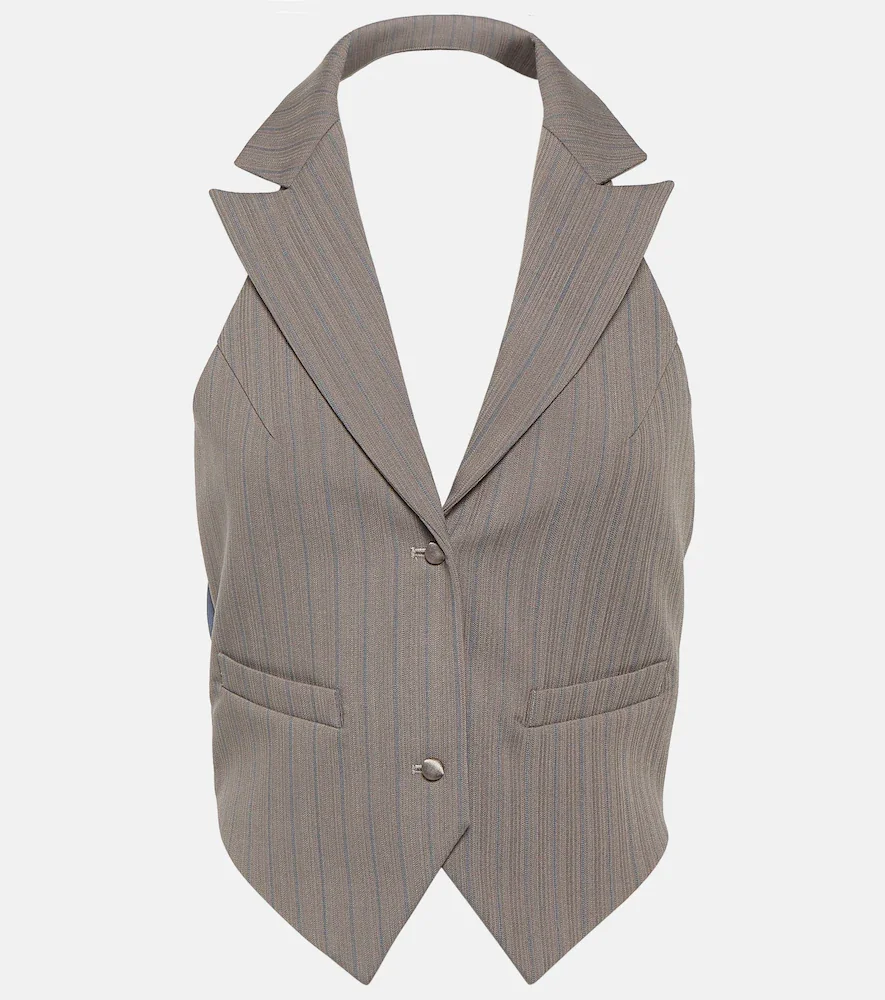 Pinstripe chain-detail vest