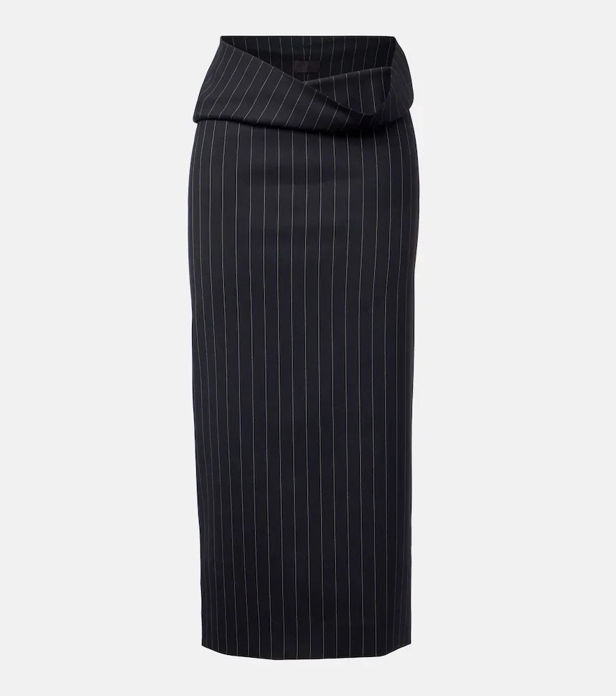 Pinstripe wool pencil skirt