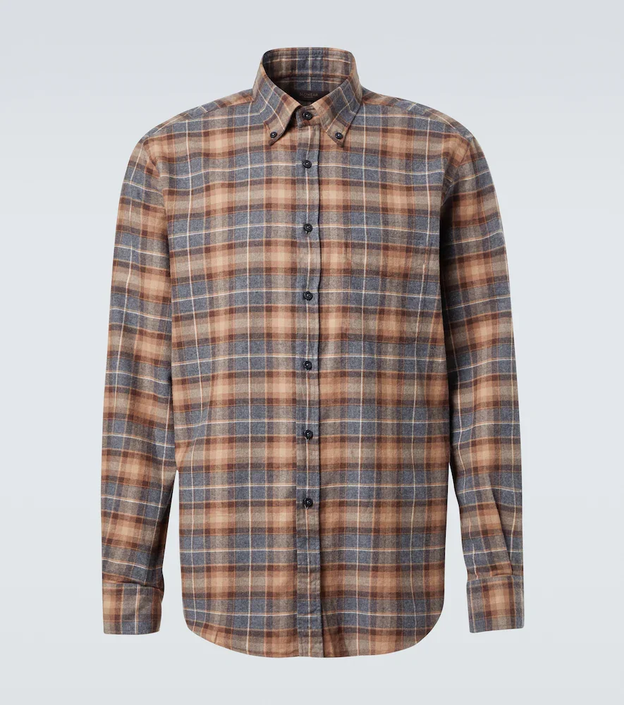 Plaid cotton flannel shirt