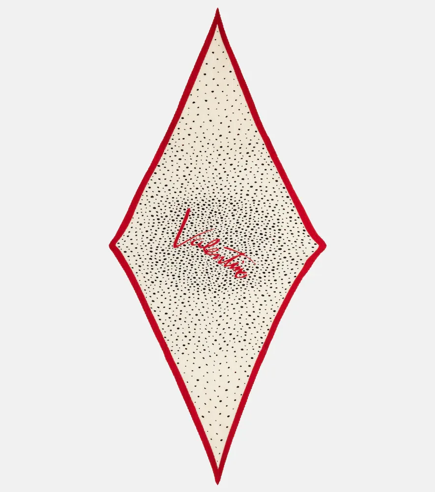 Pleated polka-dot silk twill scarf