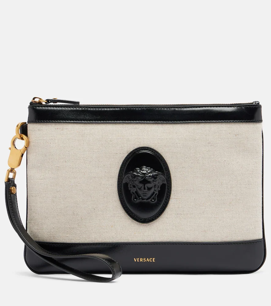 Pochette Rivière en toile à finitions en cuir