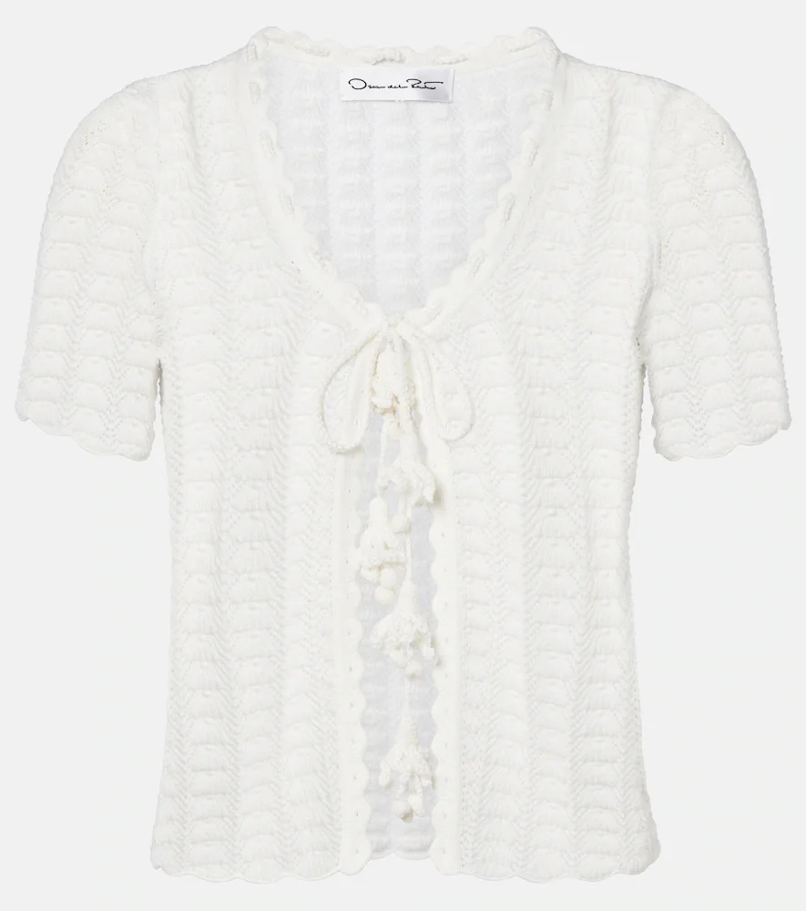 Pointelle cotton and silk cardigan