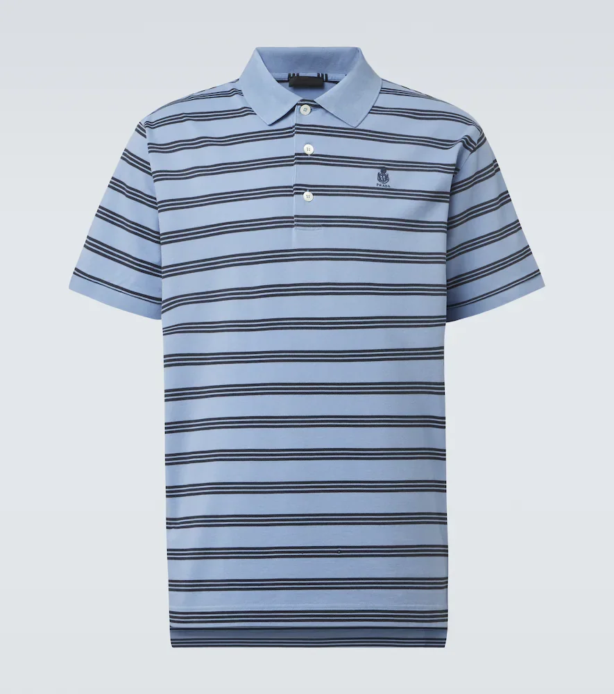 Polo rayé en piqué de coton