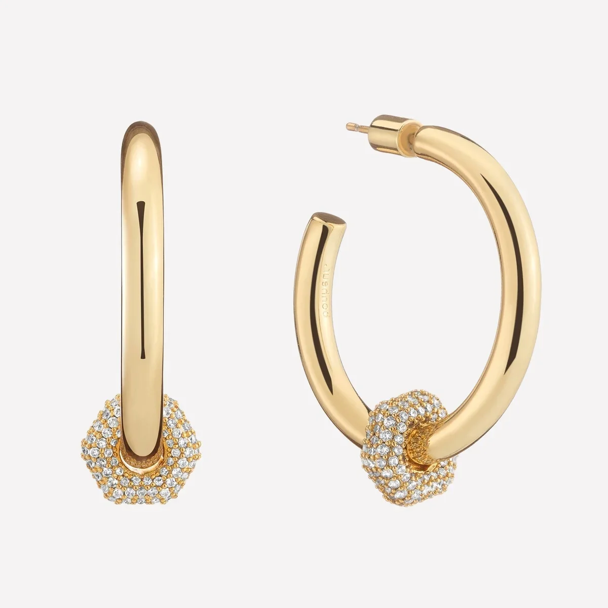 Poppy Hoop Earrings with Charm - 18k Gold Plated