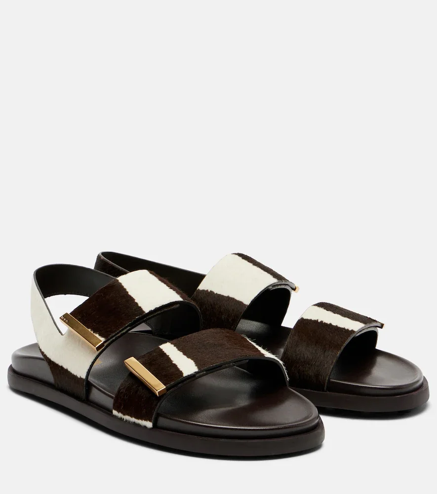 Printed calf hair sandals