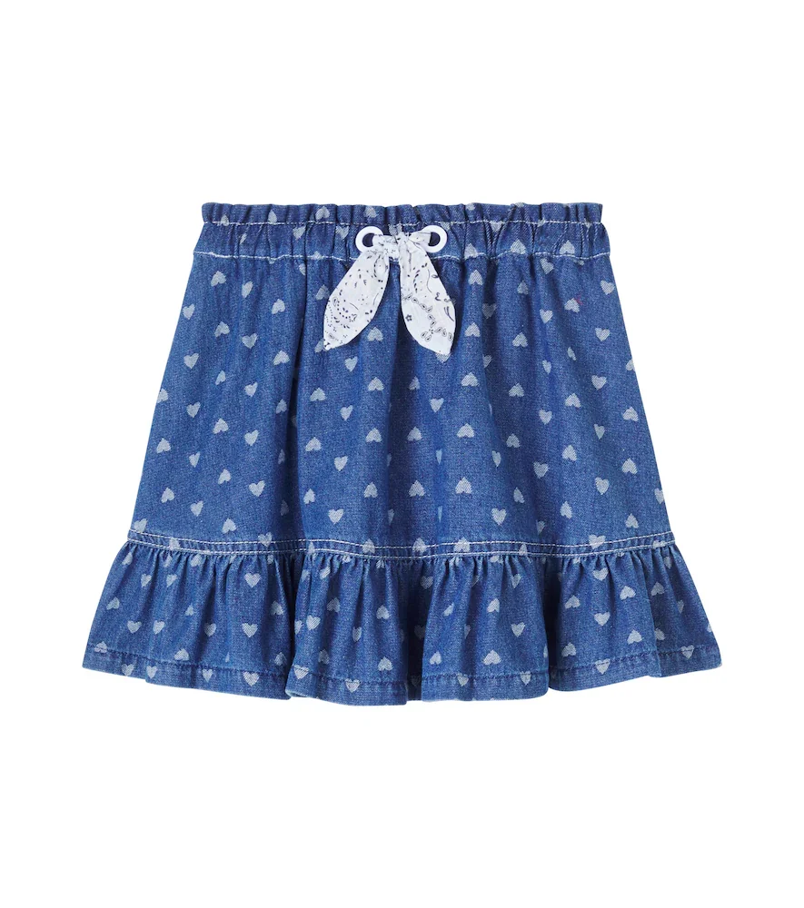 Printed denim skirt