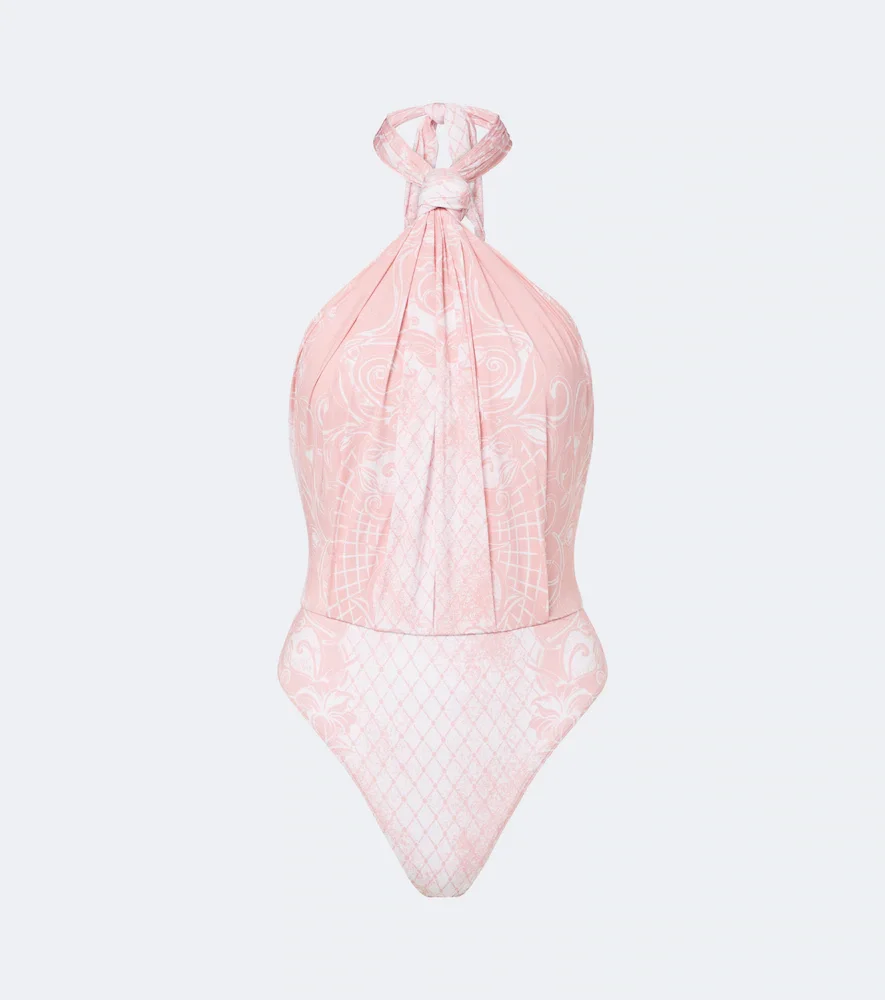 Printed halterneck swimsuit