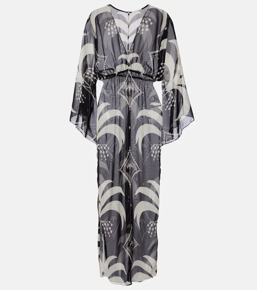 Printed sheer beach cover-up