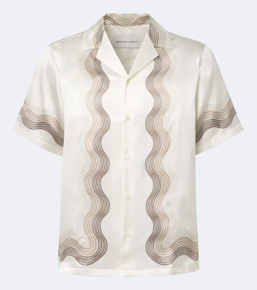 Printed silk bowling shirt