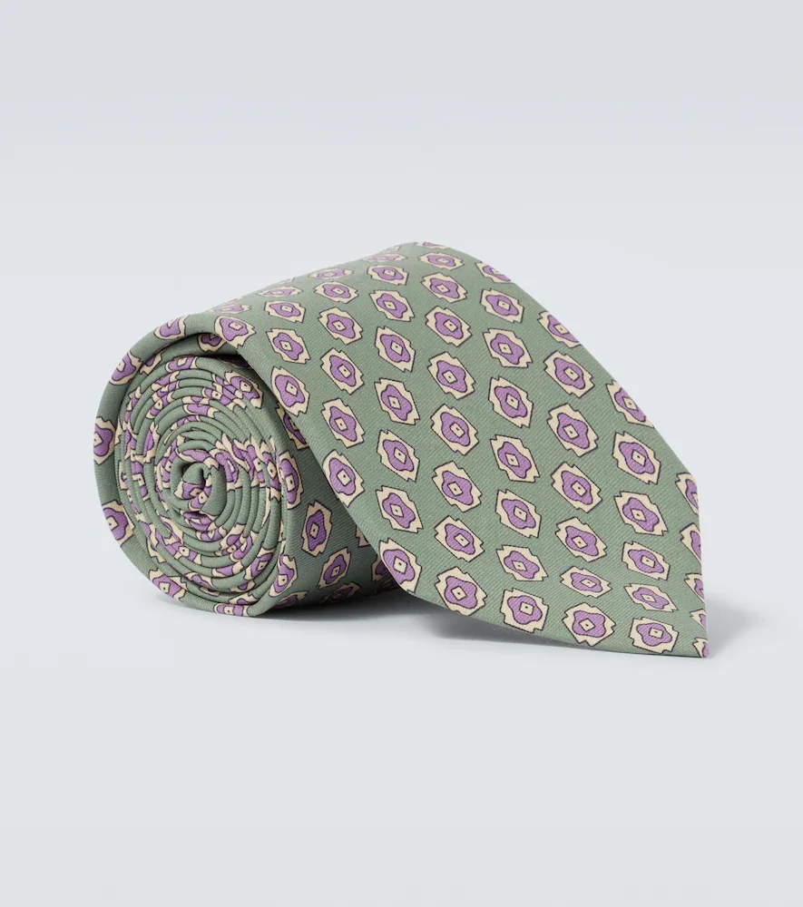 Printed silk tie
