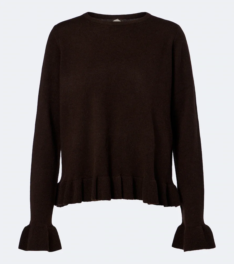 Pull en laine vierge et cachemire à volants