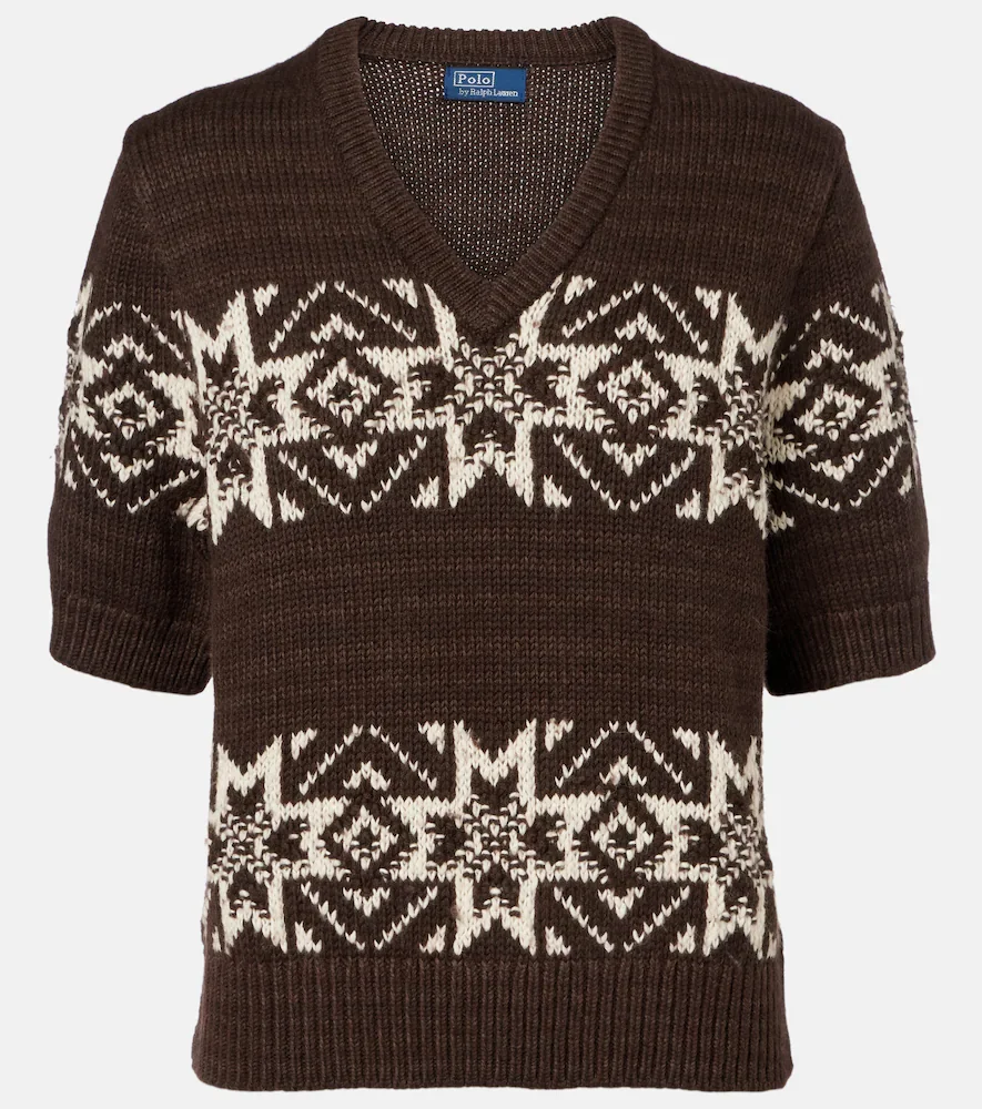Pull intarsia en coton et laine