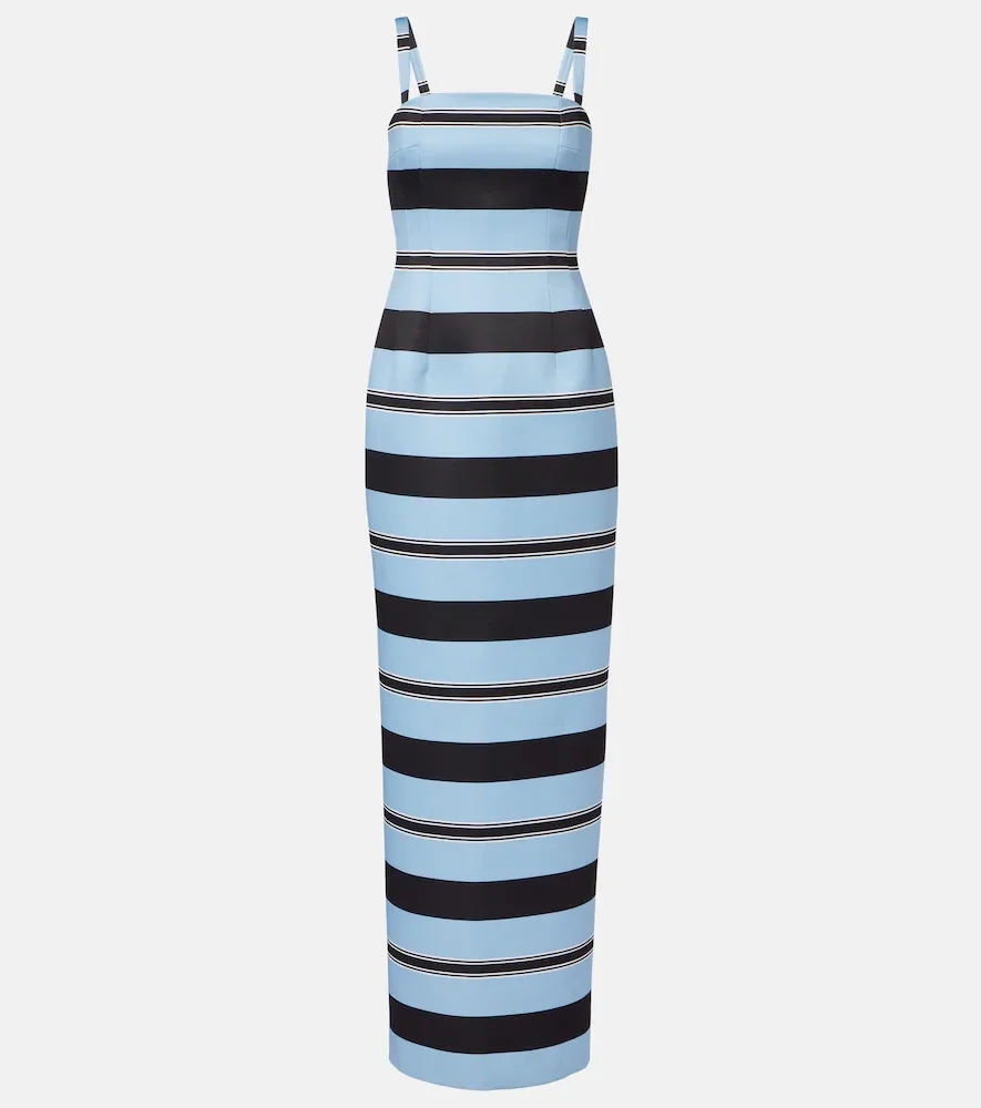 Regina striped taffeta faille maxi dress