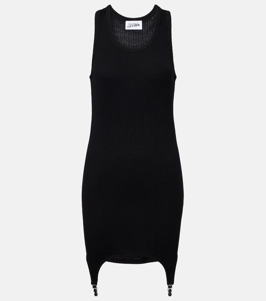 Ribbed-knit cotton jersey minidress
