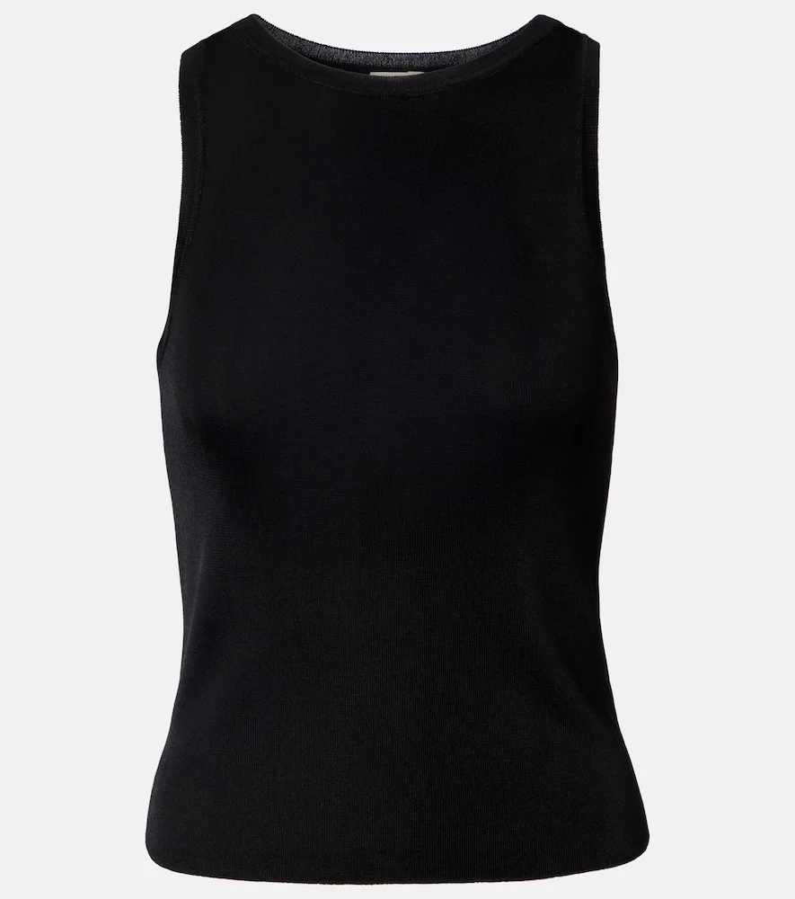 Ribbed-knit jersey tank top