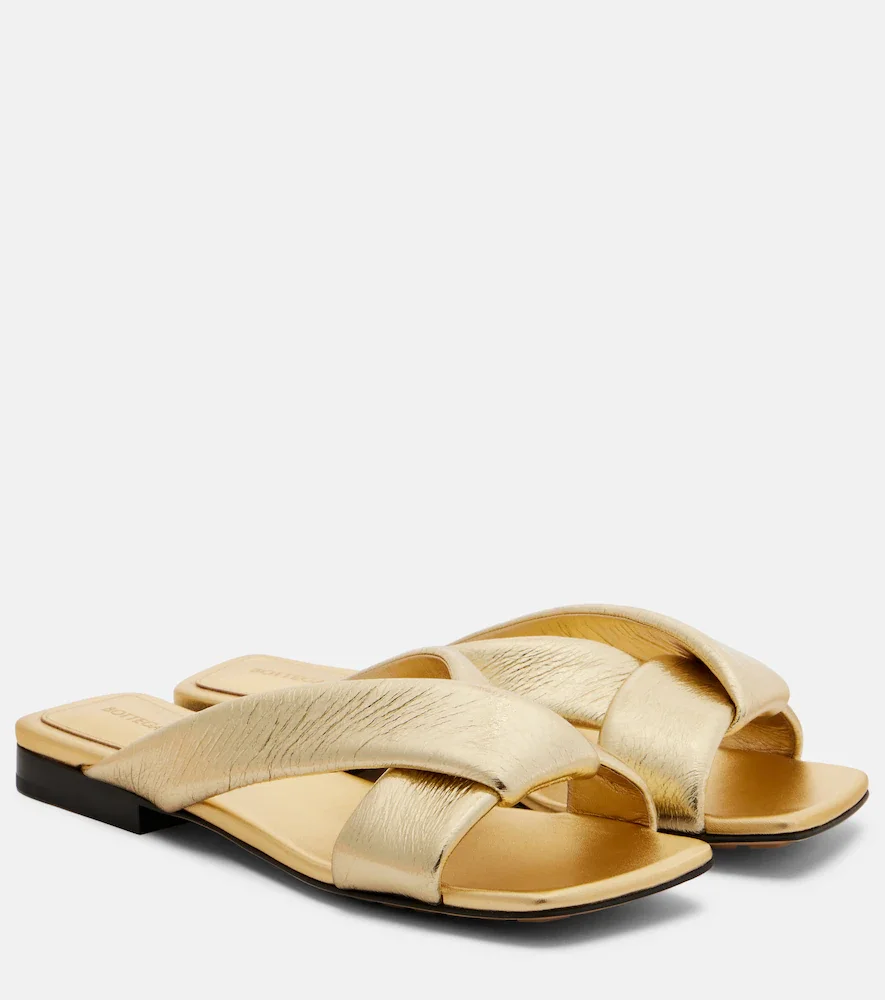 Riva metallic leather mules
