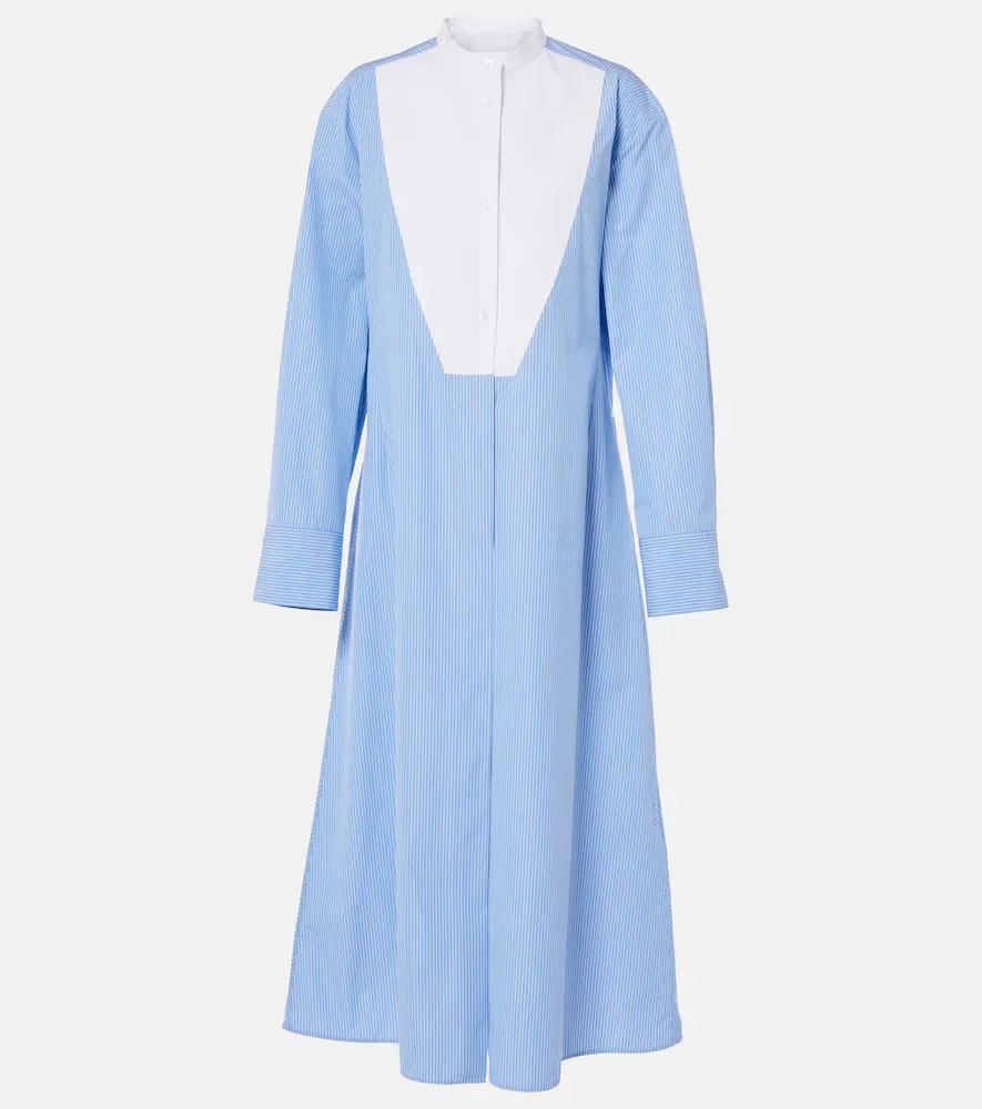 Robe chemise en coton à fines rayures