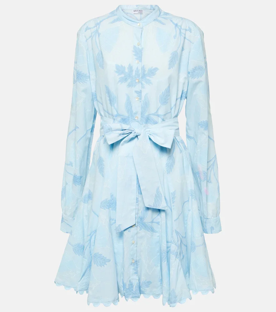 Robe chemise en coton à fleurs