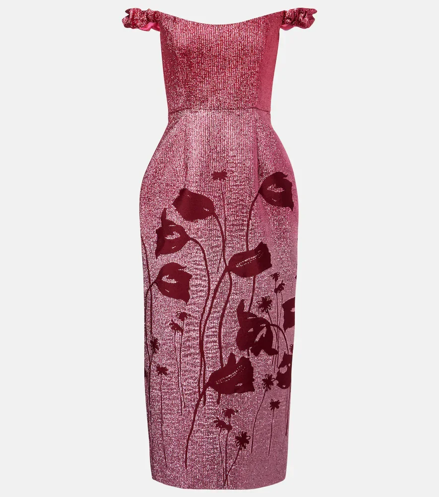 Robe corset Amina en lamé à fleurs