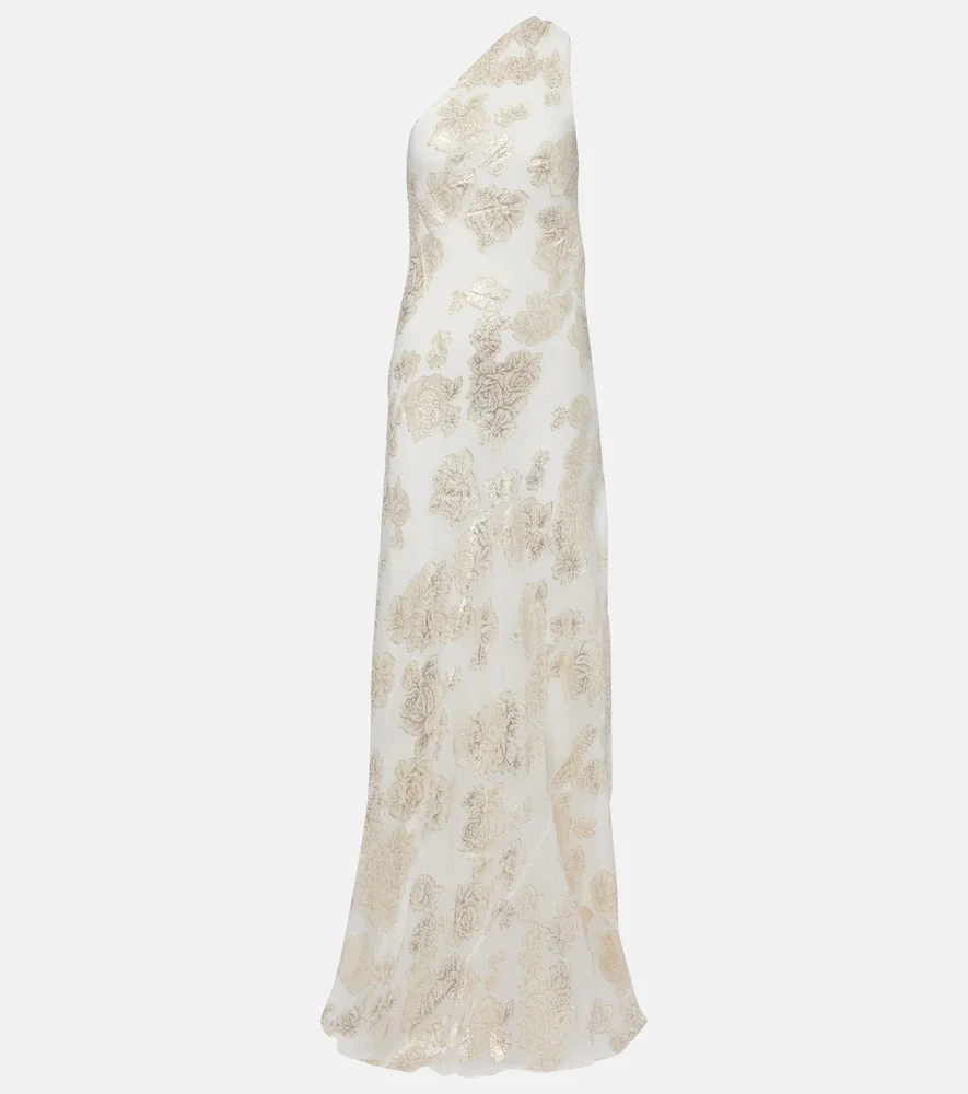 Robe longue Ava brodée en soie mélangée