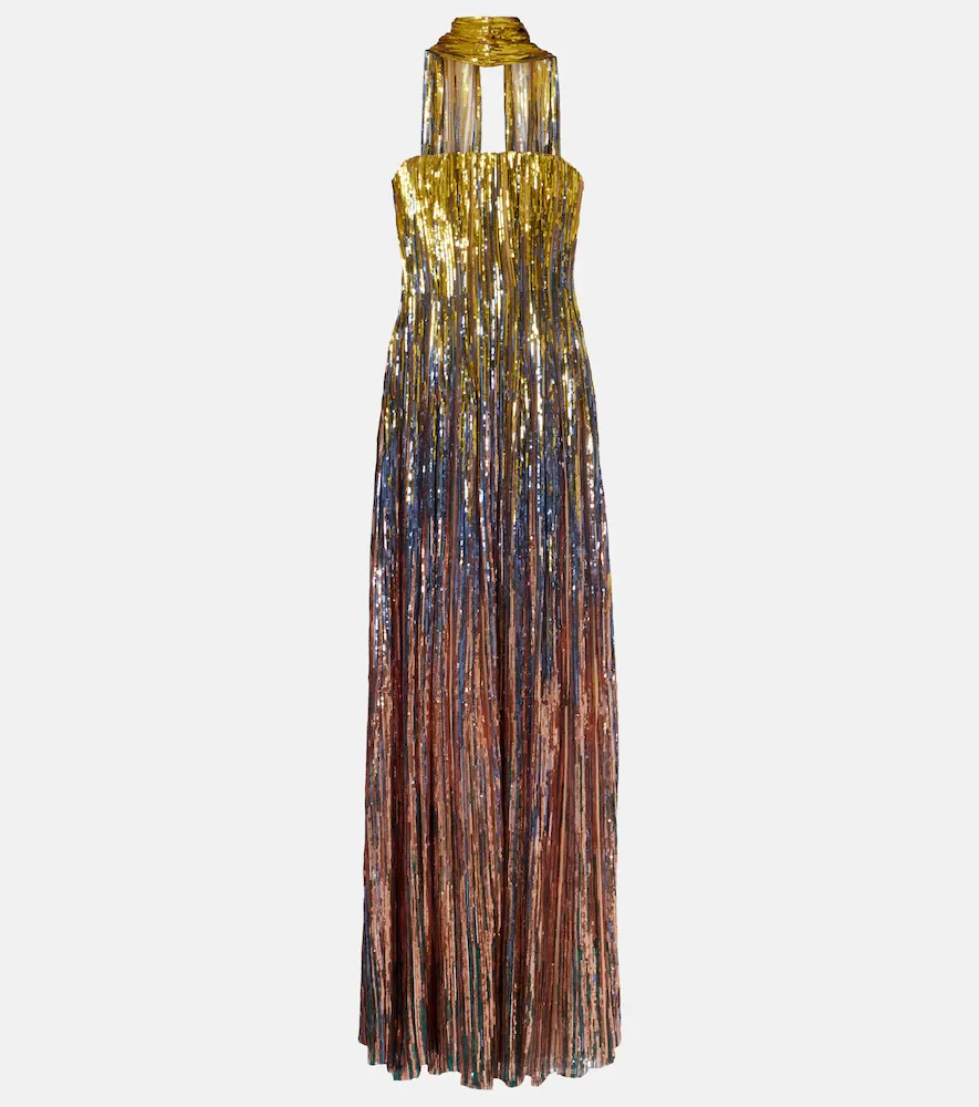 Robe longue bustier à sequins