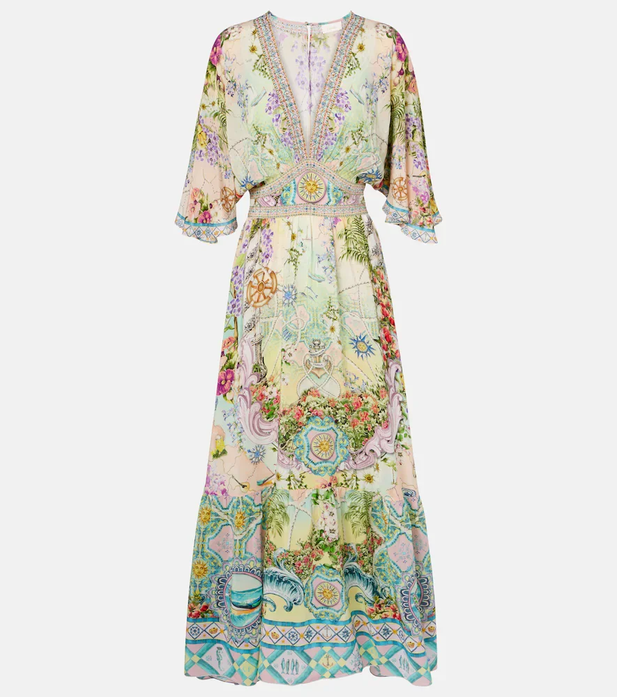 Robe longue Just Coasting en soie à ornements