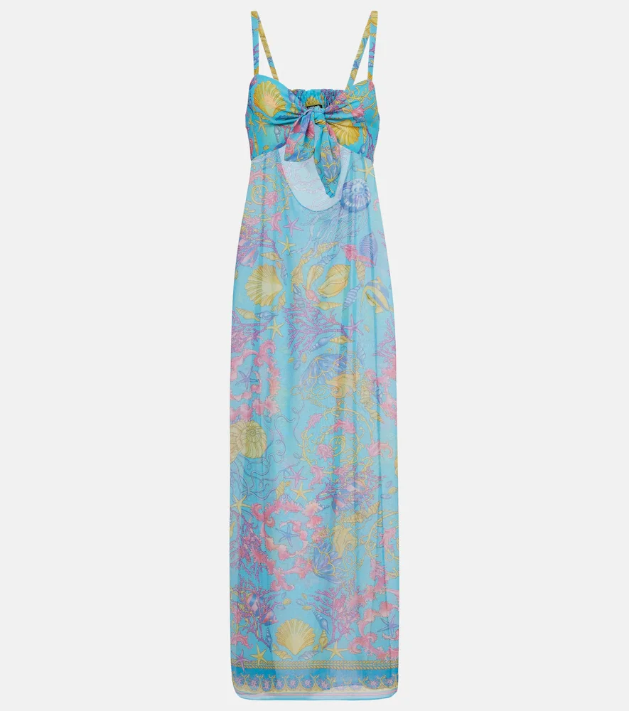 Robe longue semi-transparente imprimée