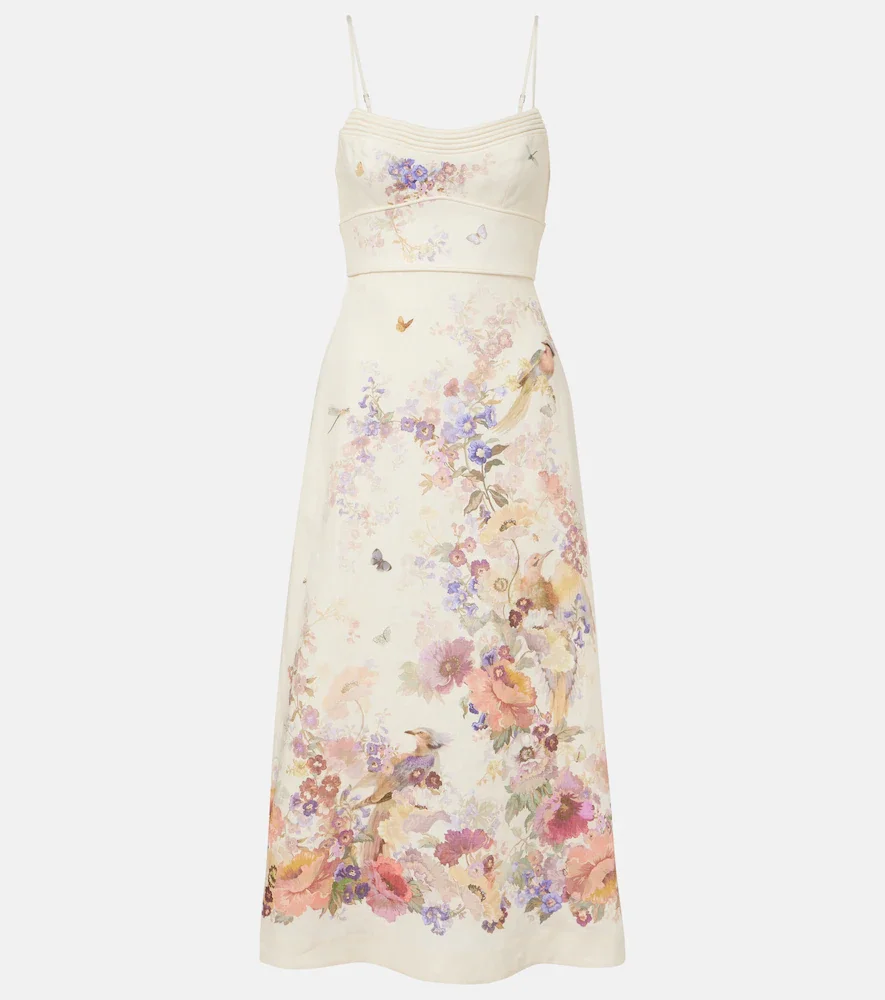 Robe midi Alchemy en lin à imprimé