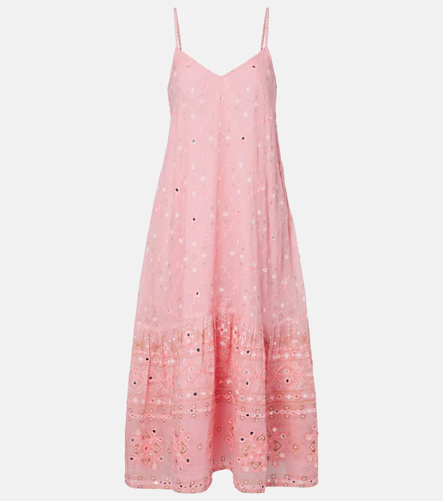 Robe midi en coton à ornements