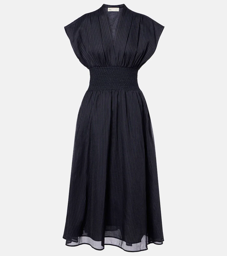 Robe midi rayée en coton