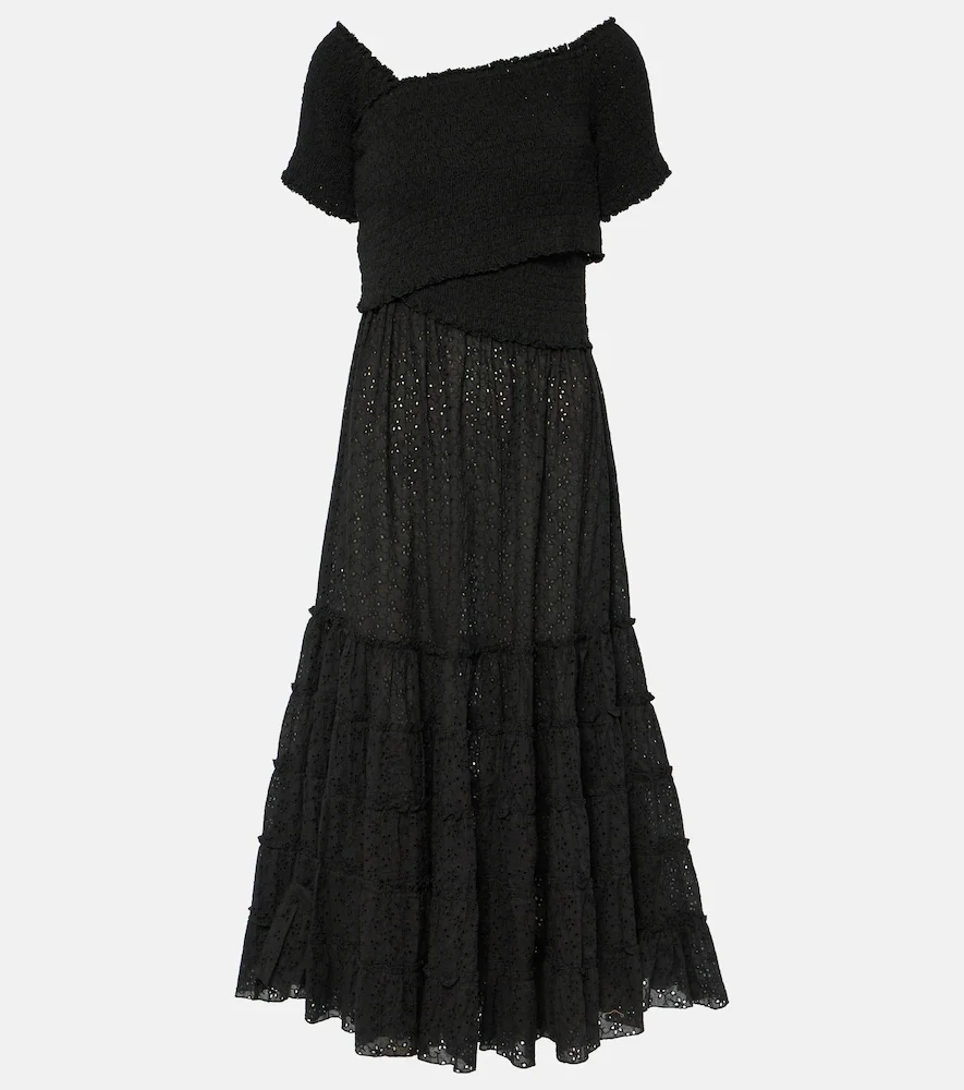 Robe midi Soledad en coton smockée