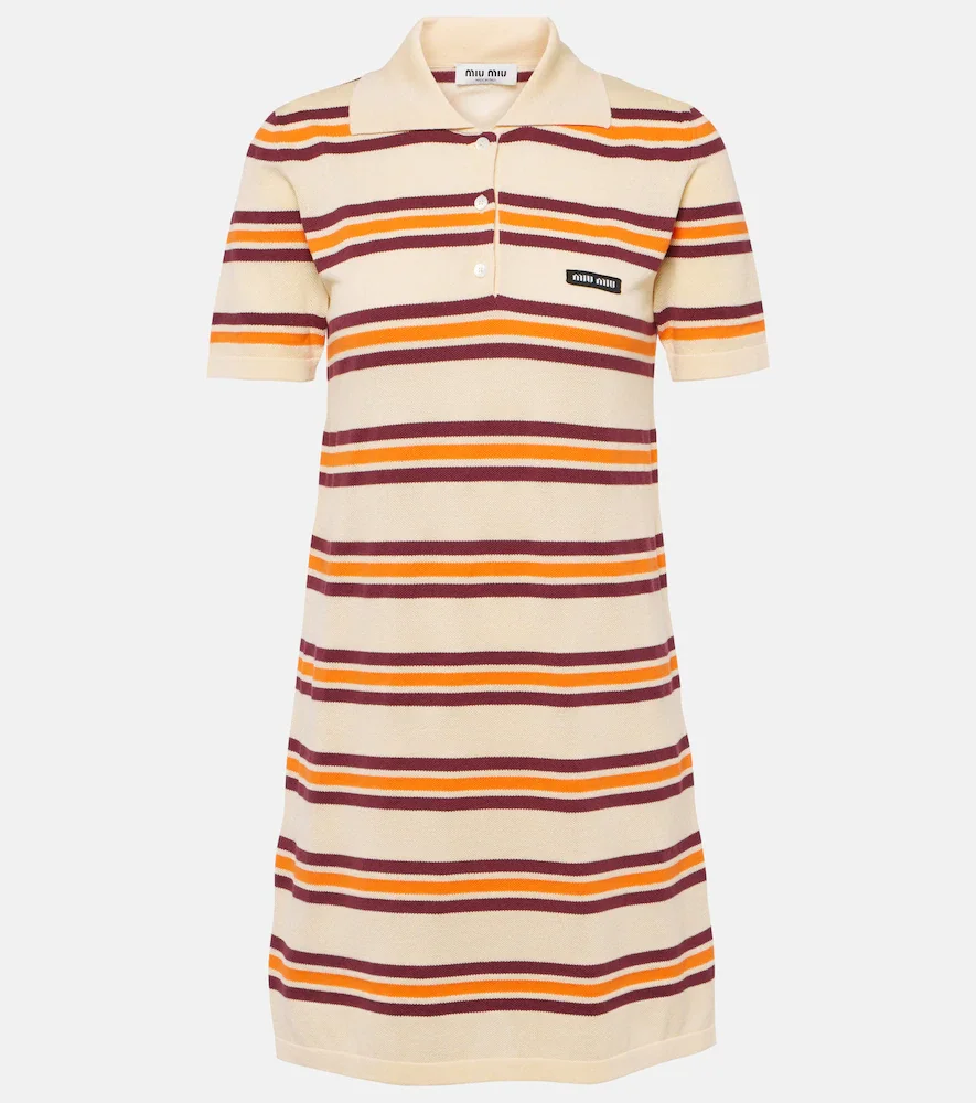 Robe rayée en coton et soie
