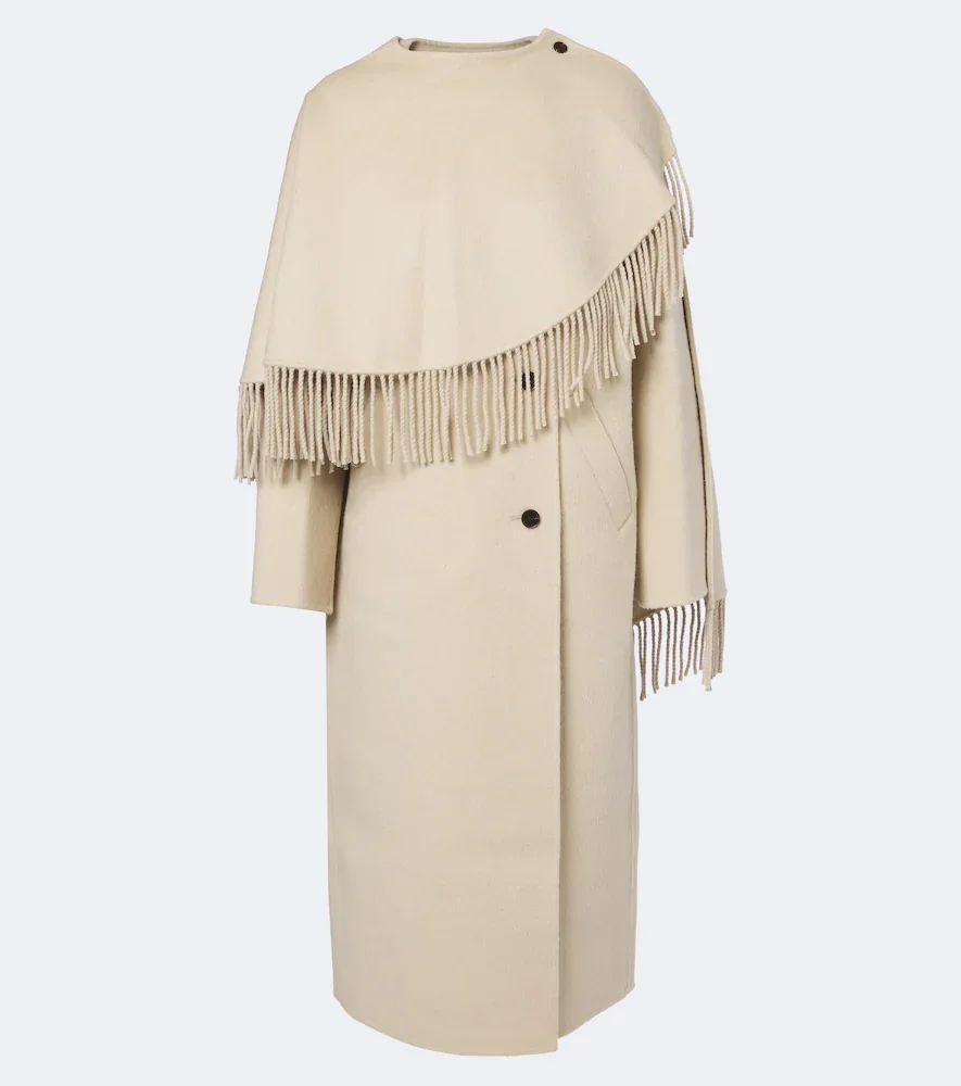 Róhe Fringed caped alpaca and wool coat