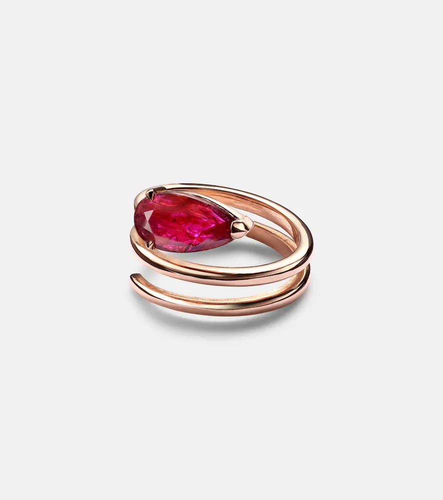 Ruby Pear 18kt rose gold ring with ruby
