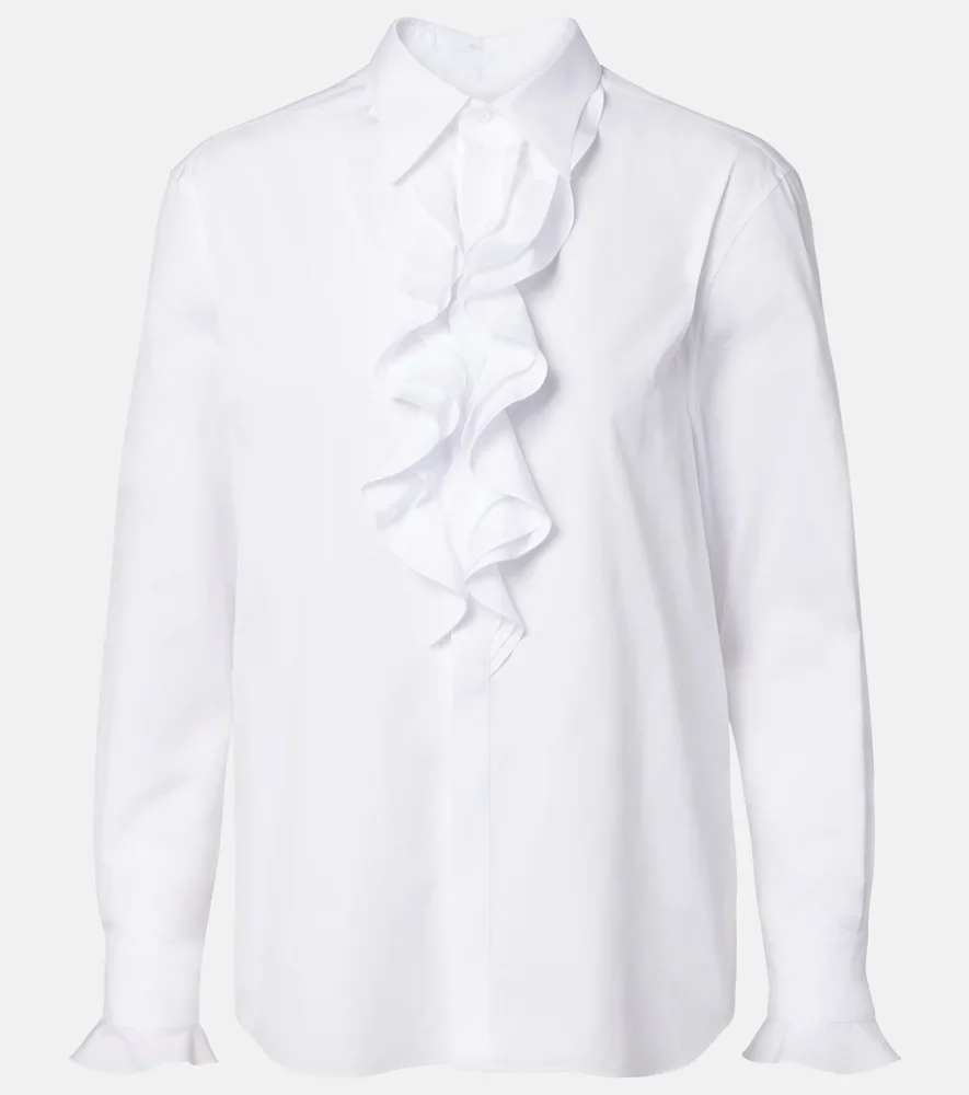 Ruffled cotton poplin shirt