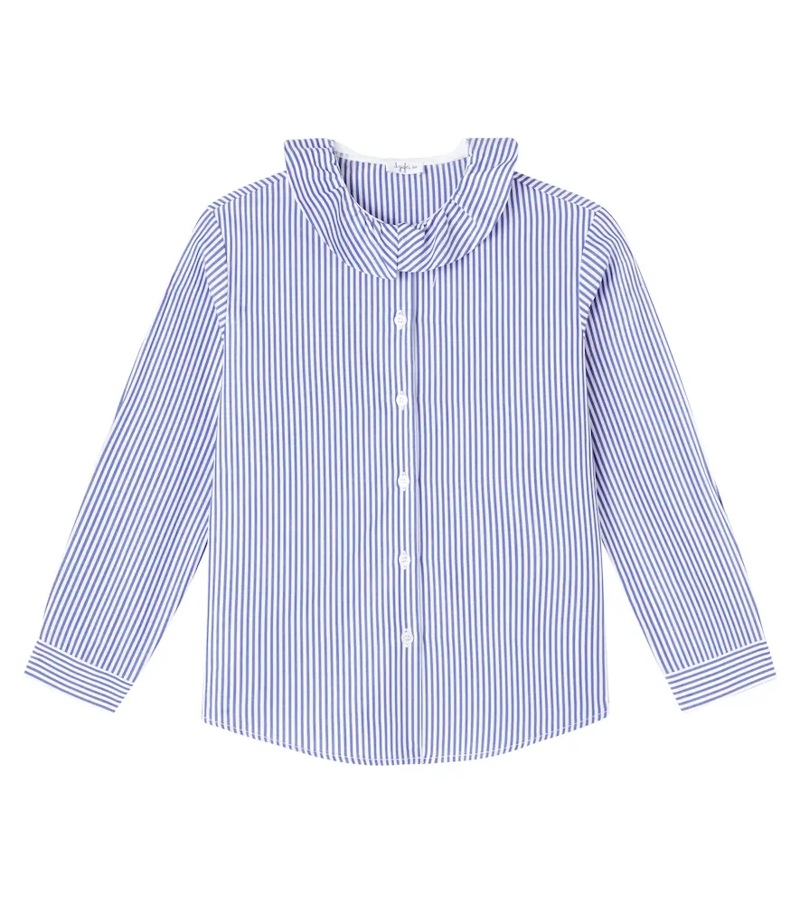Ruffled striped cotton poplin shirt