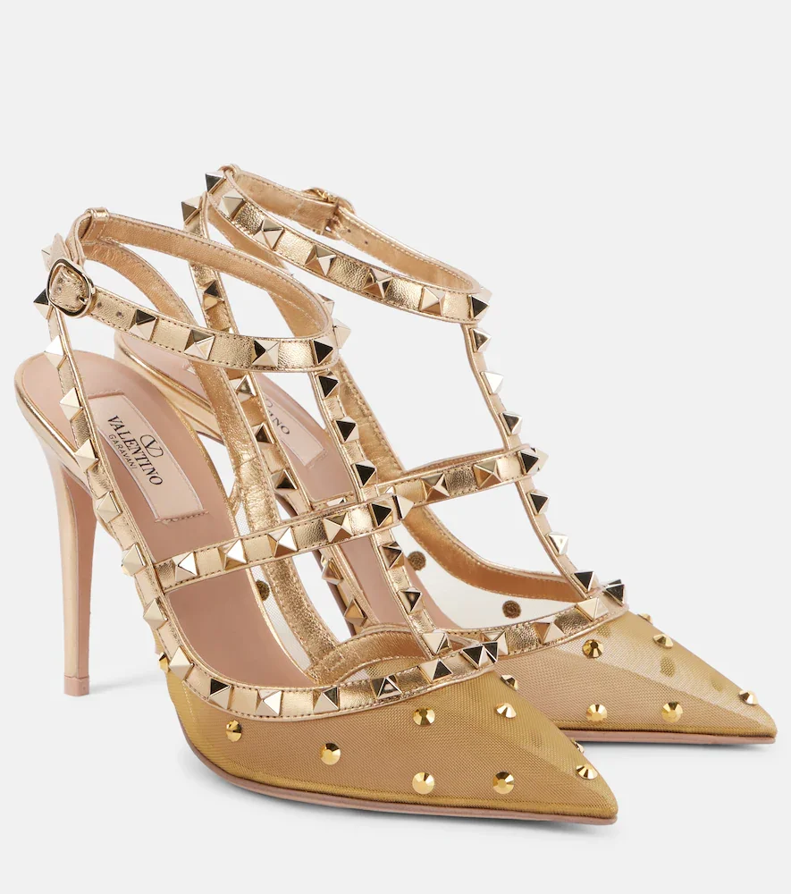 Salones Rockstud 105 de malla y piel