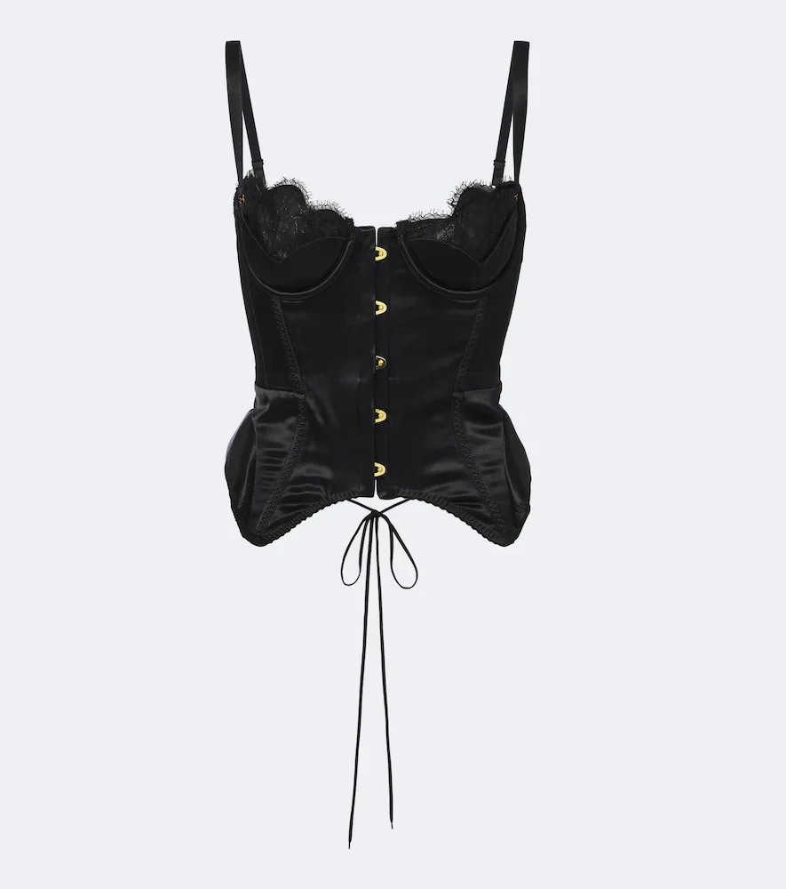 Samya lace-trimmed satin bustier top