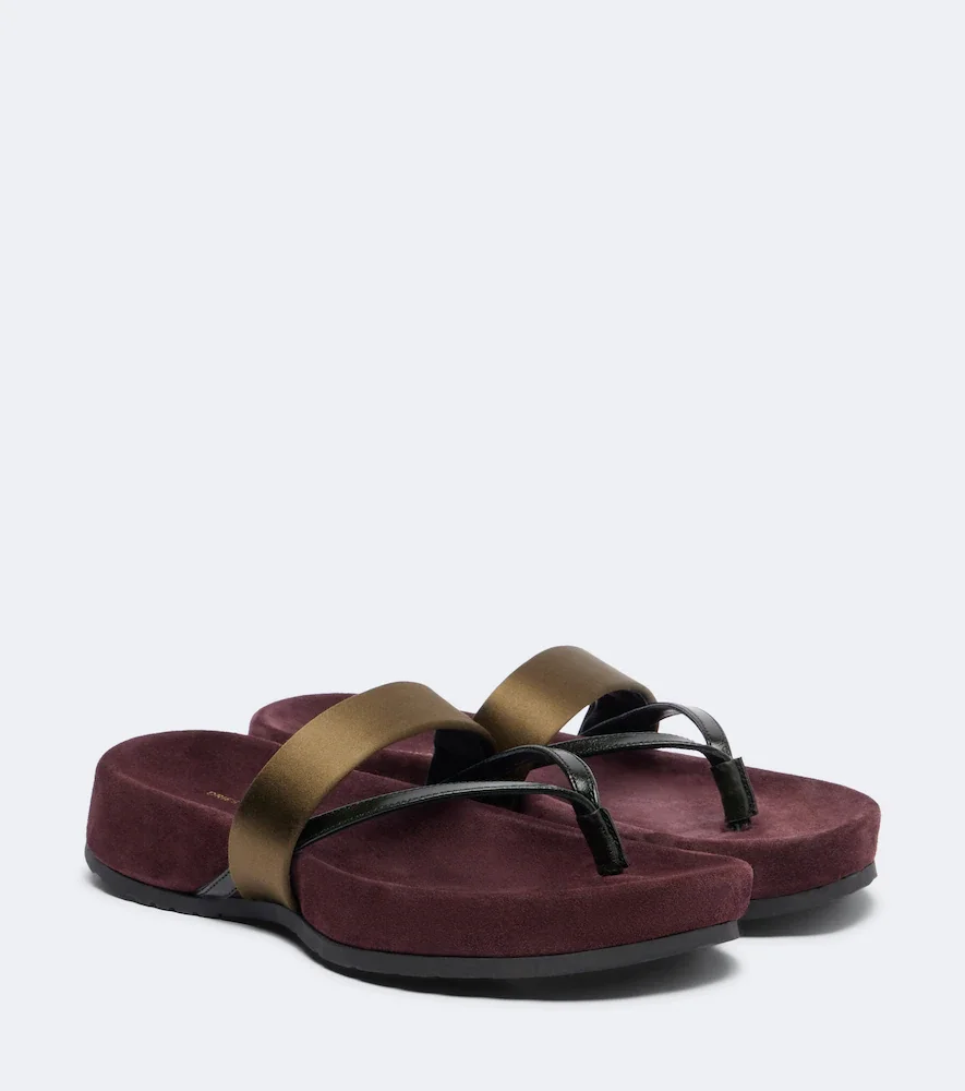 Sandalias de satén y piel