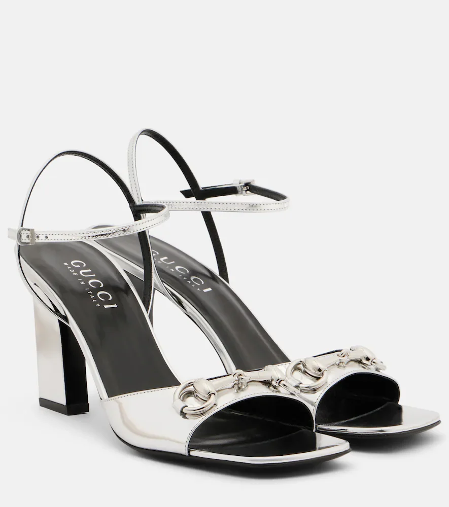 Sandalias Signora de piel metalizada con Horsebit