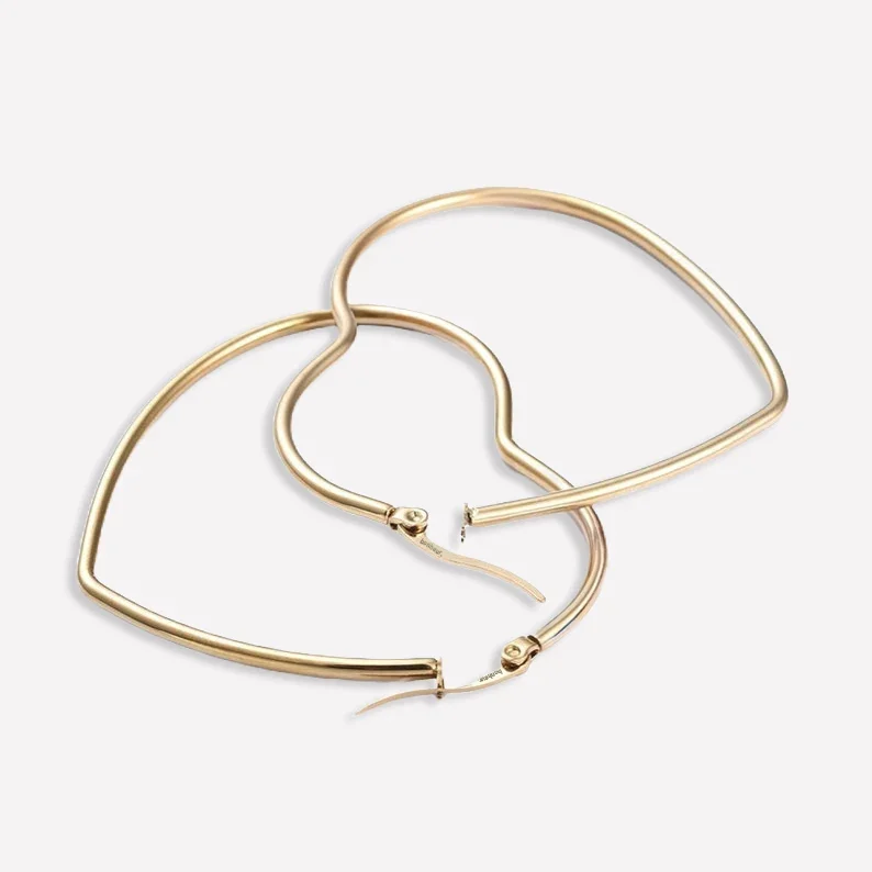 Selby Heart Hoops - 18k Gold Plated Brass Large